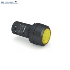 Кнопка плоская, с фиксацией, с подсветкой, LED, NO+NC, 220V, желтая